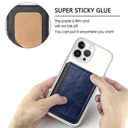 RFID Blocking Card Holder PU Leather Adhesive Phone Card Bag Kickstand