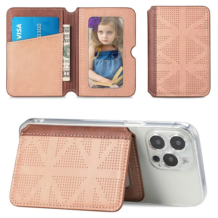 RFID Blocking Card Holder PU Leather Adhesive Phone Card Bag Kickstand