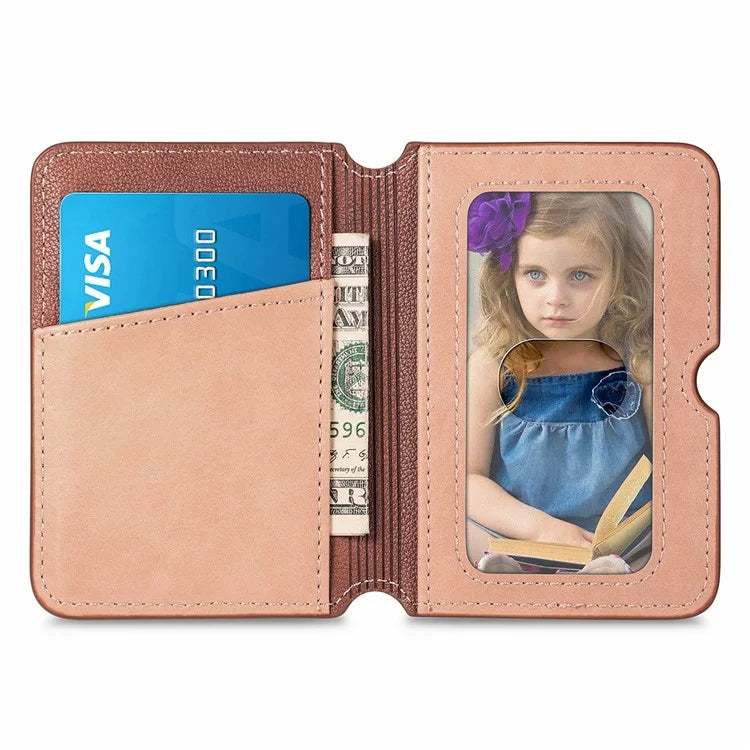 RFID Blocking Card Holder PU Leather Adhesive Phone Card Bag Kickstand