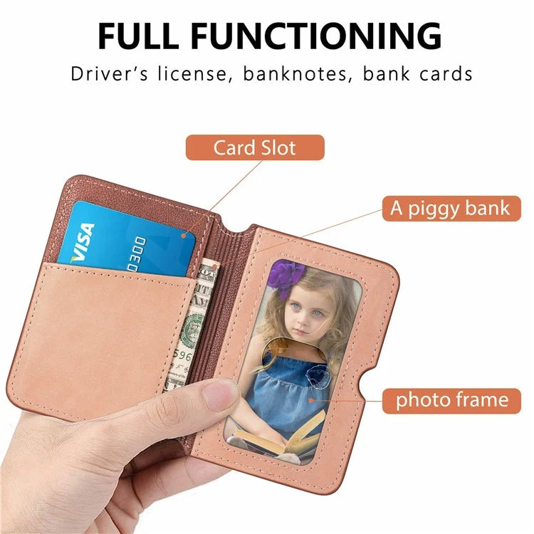 RFID Blocking Card Holder PU Leather Adhesive Phone Card Bag Kickstand