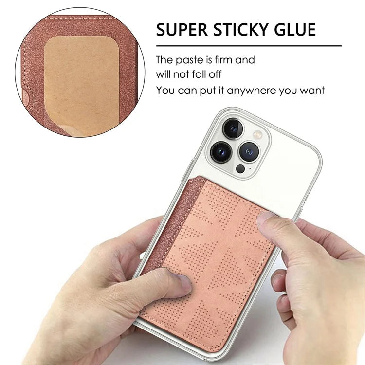 RFID Blocking Card Holder PU Leather Adhesive Phone Card Bag Kickstand