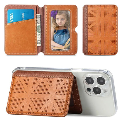 RFID Blocking Card Holder PU Leather Adhesive Phone Card Bag Kickstand