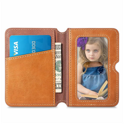 RFID Blocking Card Holder PU Leather Adhesive Phone Card Bag Kickstand