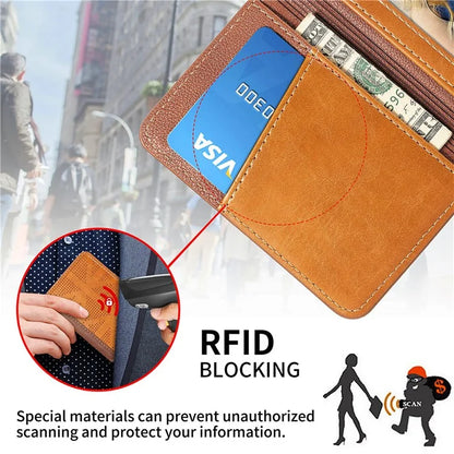 RFID Blocking Card Holder PU Leather Adhesive Phone Card Bag Kickstand