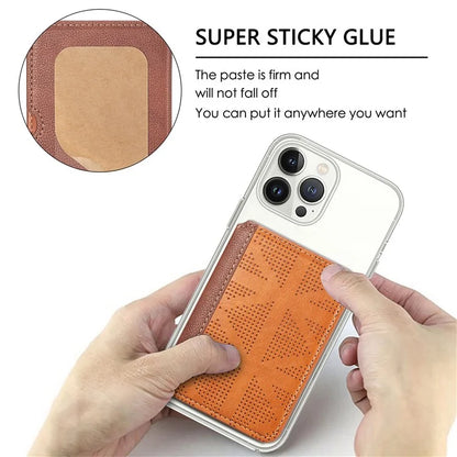 RFID Blocking Card Holder PU Leather Adhesive Phone Card Bag Kickstand