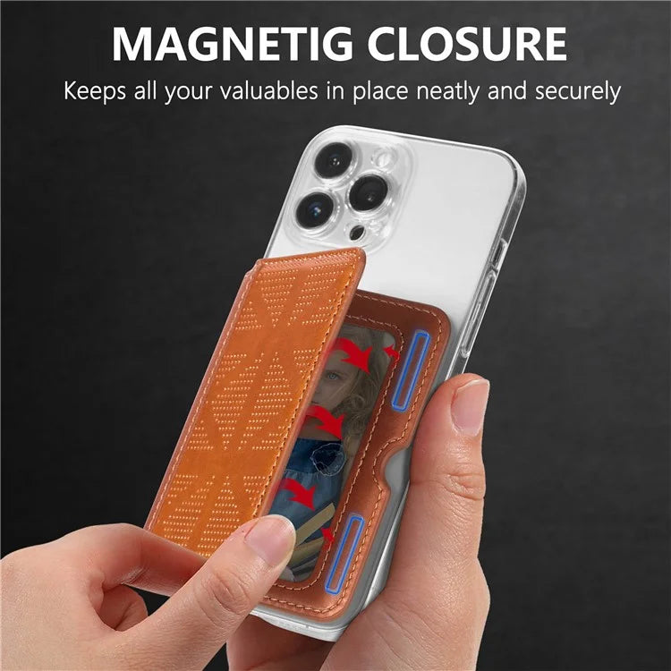 RFID Blocking Card Holder PU Leather Adhesive Phone Card Bag Kickstand