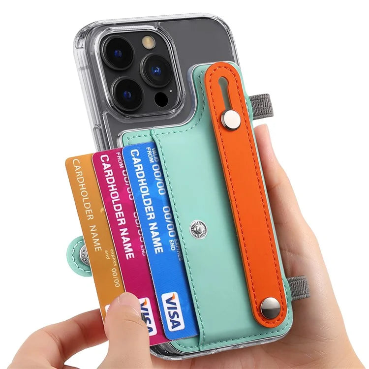 Phone Card Holder Wristband Kickstand PU Leather Phone Card Bag