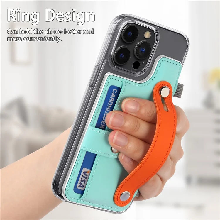 Phone Card Holder Wristband Kickstand PU Leather Phone Card Bag