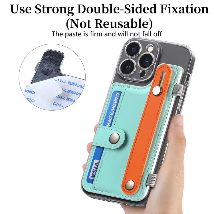 Phone Card Holder Wristband Kickstand PU Leather Phone Card Bag
