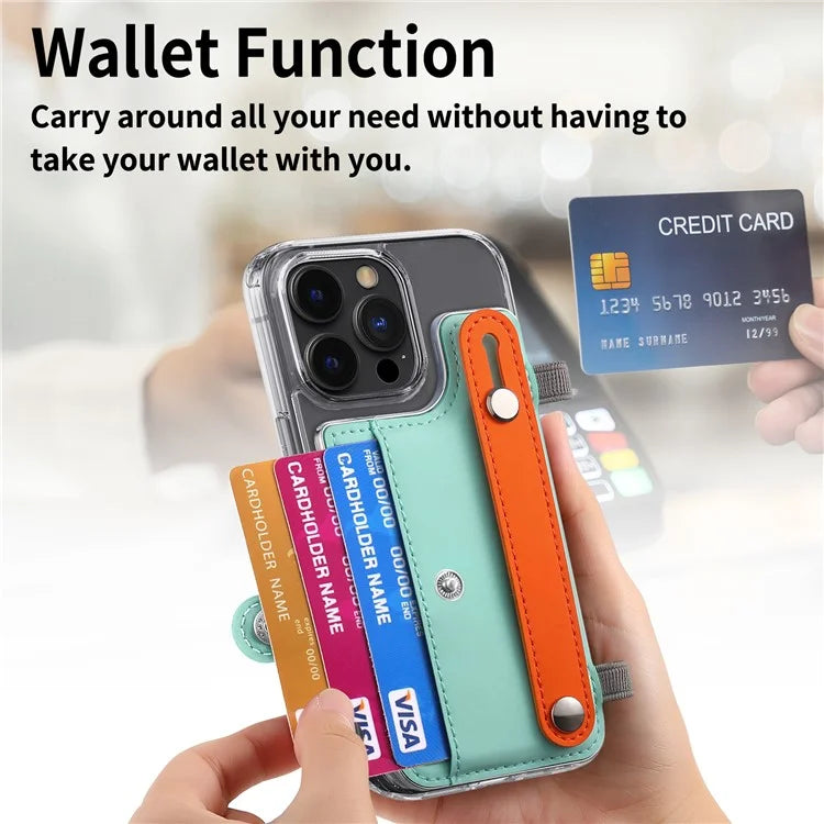 Phone Card Holder Wristband Kickstand PU Leather Phone Card Bag