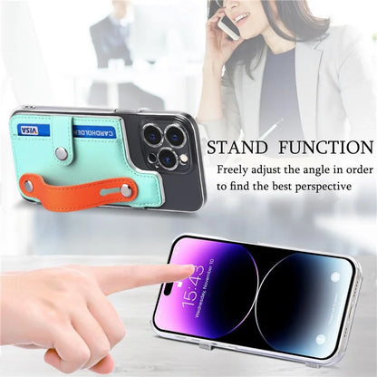 Phone Card Holder Wristband Kickstand PU Leather Phone Card Bag