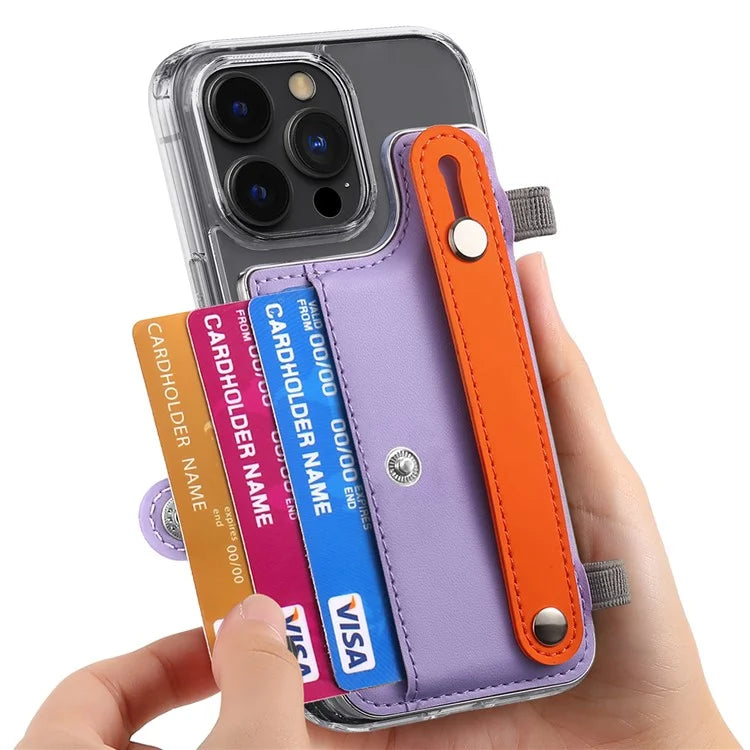 Phone Card Holder Wristband Kickstand PU Leather Phone Card Bag