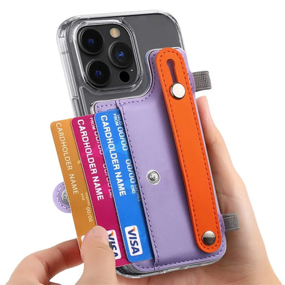 Phone Card Holder Wristband Kickstand PU Leather Phone Card Bag
