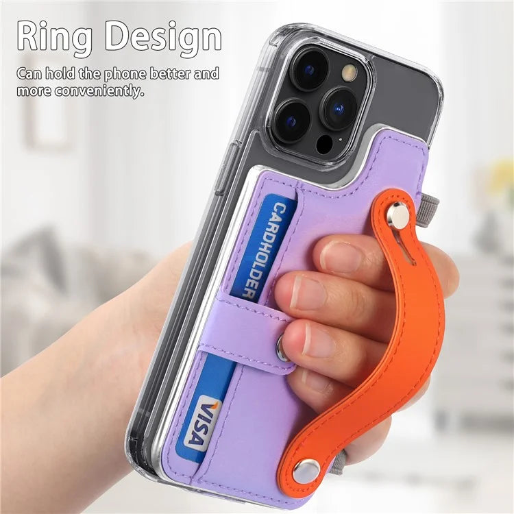 Phone Card Holder Wristband Kickstand PU Leather Phone Card Bag