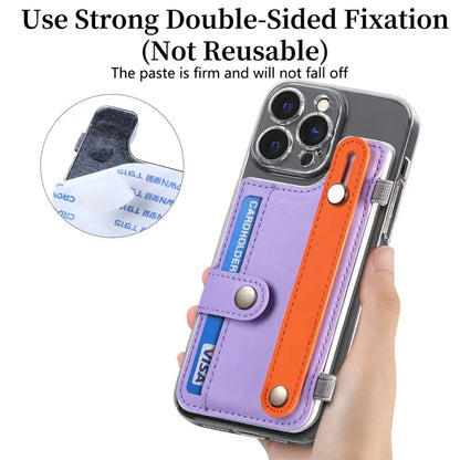 Phone Card Holder Wristband Kickstand PU Leather Phone Card Bag