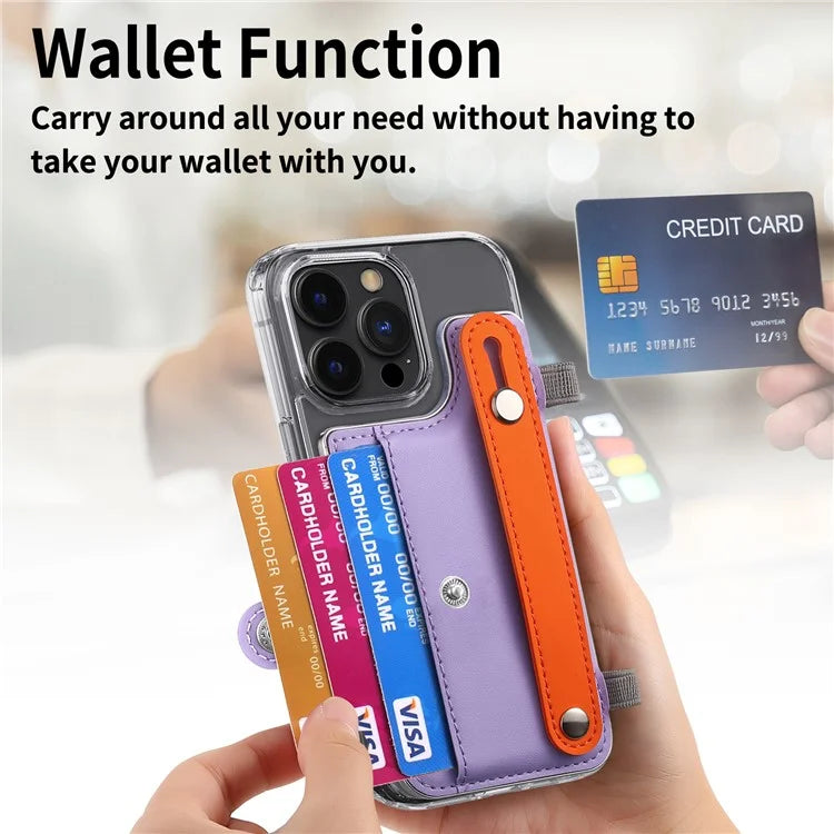 Phone Card Holder Wristband Kickstand PU Leather Phone Card Bag