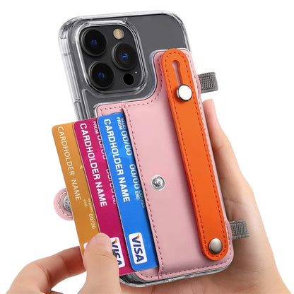 Phone Card Holder Wristband Kickstand PU Leather Phone Card Bag