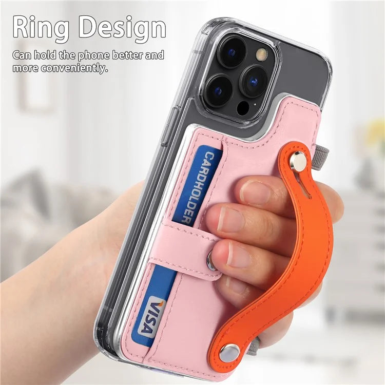 Phone Card Holder Wristband Kickstand PU Leather Phone Card Bag