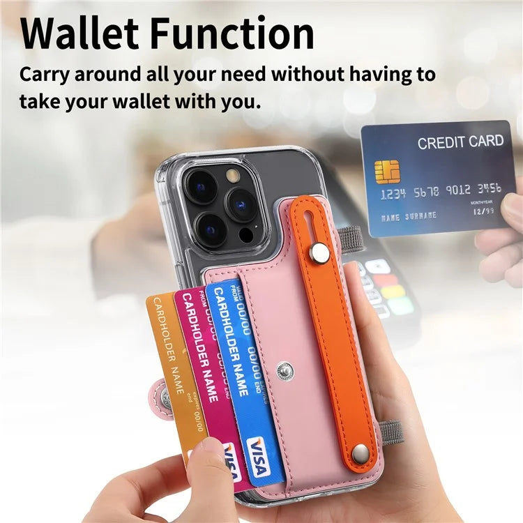 Phone Card Holder Wristband Kickstand PU Leather Phone Card Bag