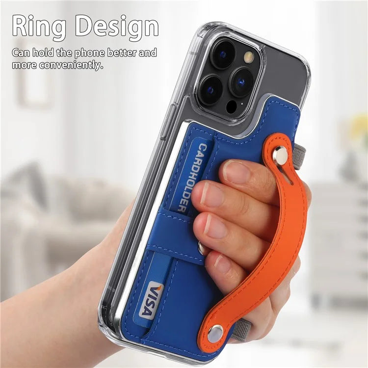 Phone Card Holder Wristband Kickstand PU Leather Phone Card Bag