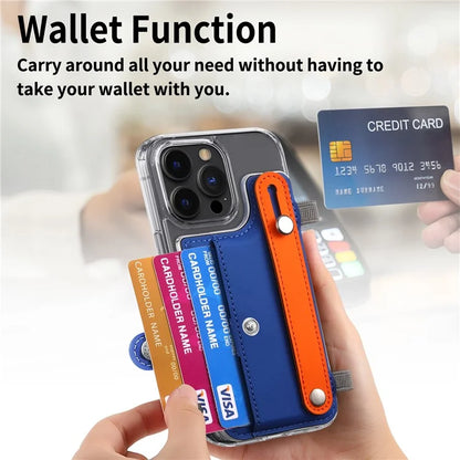 Phone Card Holder Wristband Kickstand PU Leather Phone Card Bag