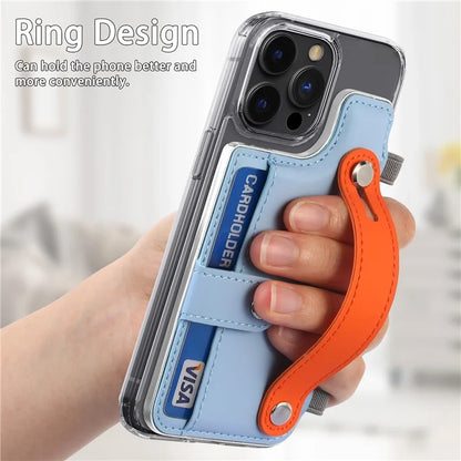 Phone Card Holder Wristband Kickstand PU Leather Phone Card Bag