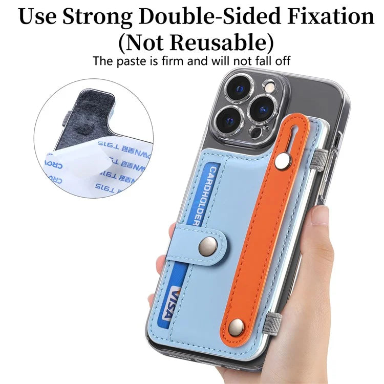 Phone Card Holder Wristband Kickstand PU Leather Phone Card Bag