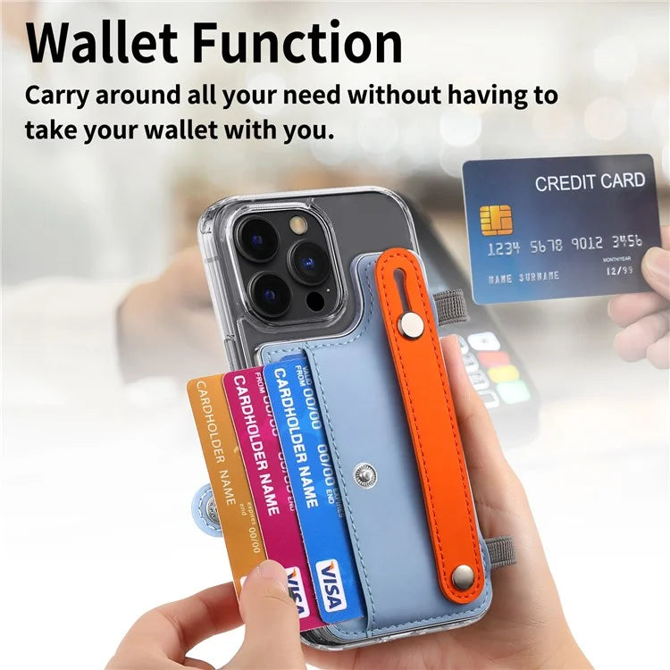 Phone Card Holder Wristband Kickstand PU Leather Phone Card Bag