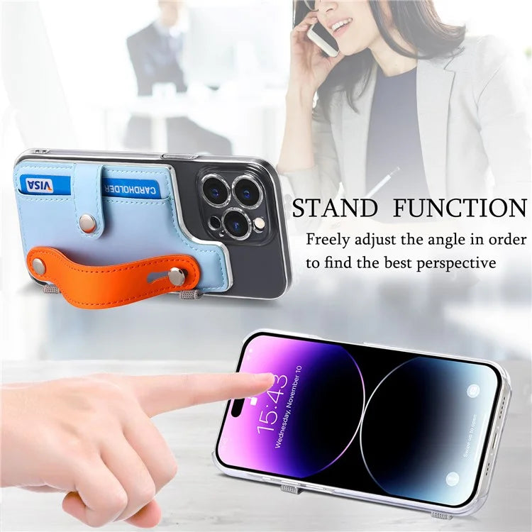 Phone Card Holder Wristband Kickstand PU Leather Phone Card Bag