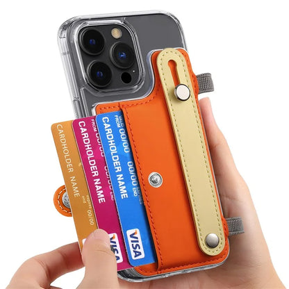 Phone Card Holder Wristband Kickstand PU Leather Phone Card Bag