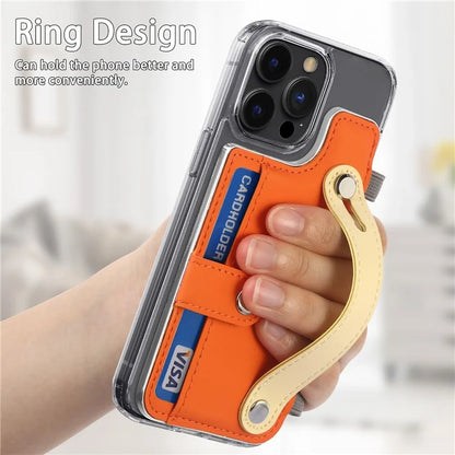 Phone Card Holder Wristband Kickstand PU Leather Phone Card Bag
