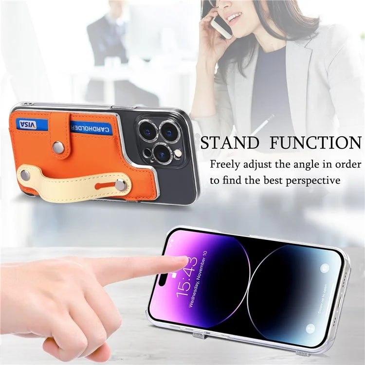 Phone Card Holder Wristband Kickstand PU Leather Phone Card Bag