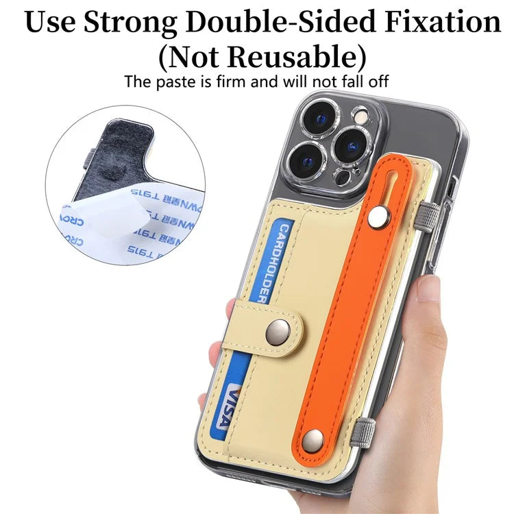 Phone Card Holder Wristband Kickstand PU Leather Phone Card Bag