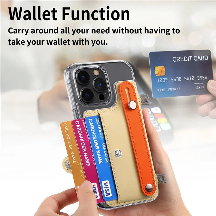 Phone Card Holder Wristband Kickstand PU Leather Phone Card Bag