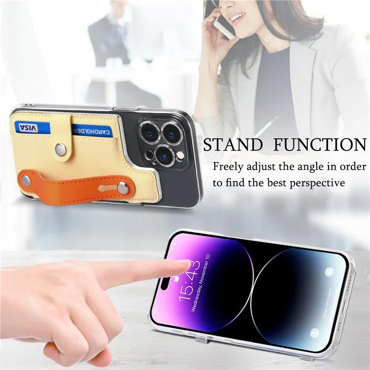 Phone Card Holder Wristband Kickstand PU Leather Phone Card Bag