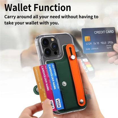 Phone Card Holder Wristband Kickstand PU Leather Phone Card Bag
