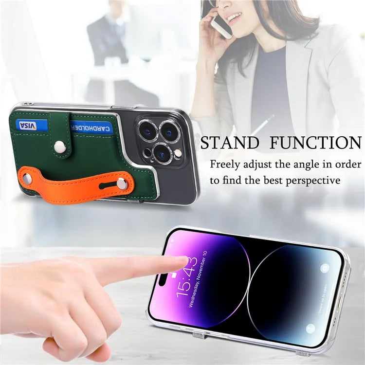 Phone Card Holder Wristband Kickstand PU Leather Phone Card Bag