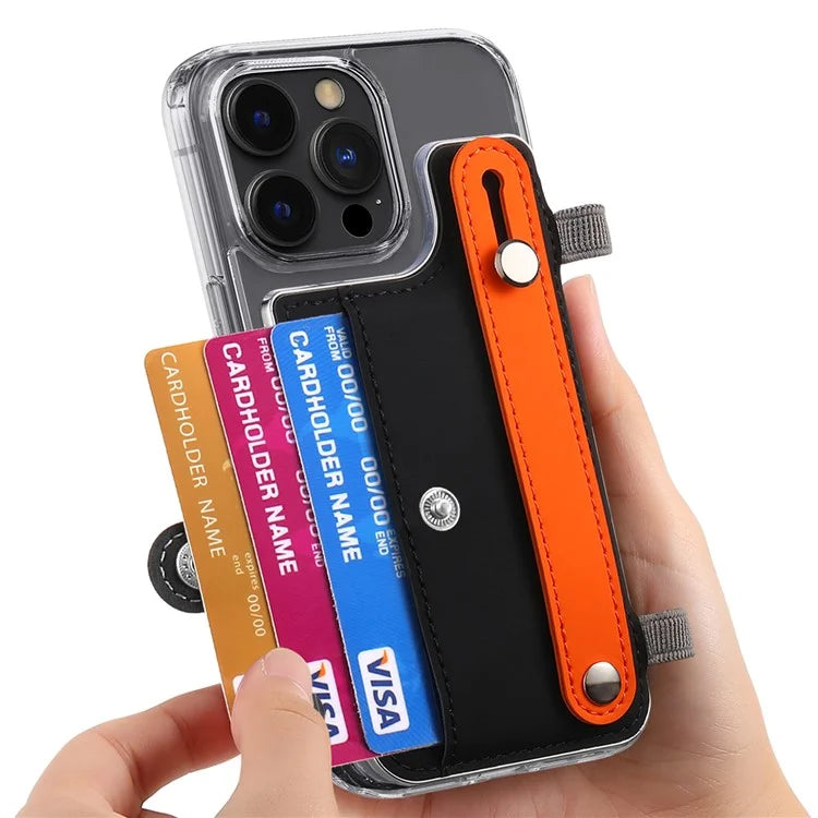Phone Card Holder Wristband Kickstand PU Leather Phone Card Bag