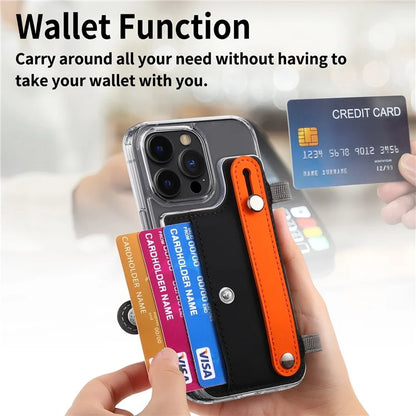 Phone Card Holder Wristband Kickstand PU Leather Phone Card Bag