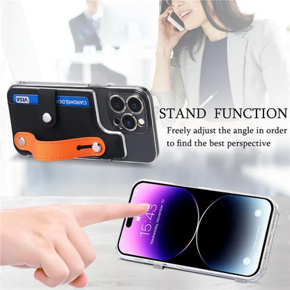 Phone Card Holder Wristband Kickstand PU Leather Phone Card Bag