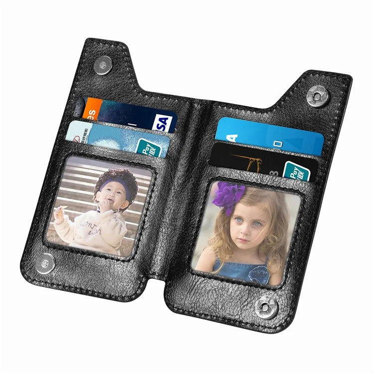 Phone Zipper Wallet Card Bag PU Leather Adhesive Kickstand Card Holder