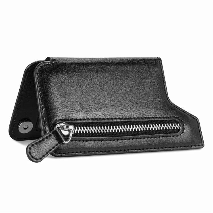 Phone Zipper Wallet Card Bag PU Leather Adhesive Kickstand Card Holder
