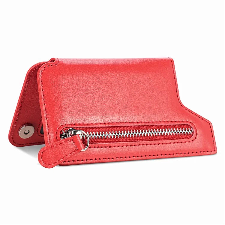 Phone Zipper Wallet Card Bag PU Leather Adhesive Kickstand Card Holder