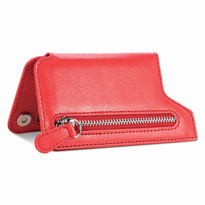 Phone Zipper Wallet Card Bag PU Leather Adhesive Kickstand Card Holder
