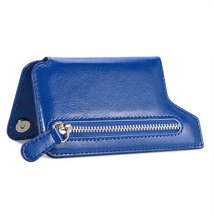 Phone Zipper Wallet Card Bag PU Leather Adhesive Kickstand Card Holder