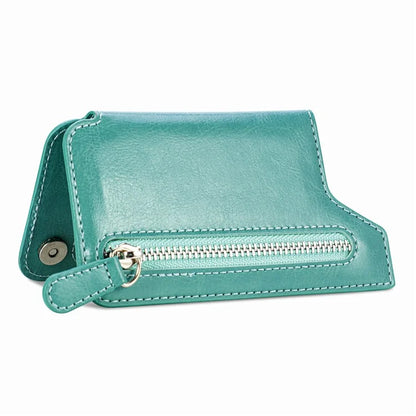 Phone Zipper Wallet Card Bag PU Leather Adhesive Kickstand Card Holder