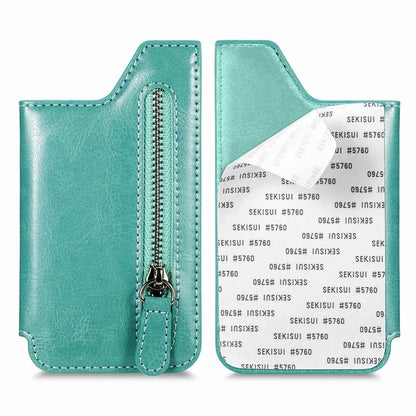 Phone Zipper Wallet Card Bag PU Leather Adhesive Kickstand Card Holder