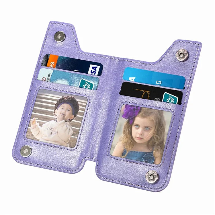 Phone Zipper Wallet Card Bag PU Leather Adhesive Kickstand Card Holder