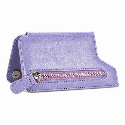 Phone Zipper Wallet Card Bag PU Leather Adhesive Kickstand Card Holder