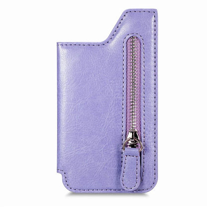 Phone Zipper Wallet Card Bag PU Leather Adhesive Kickstand Card Holder